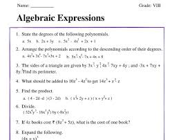 Free Algebraic Expressions Class 8