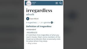 نتیجه جستجوی لغت [irregardless] در گوگل