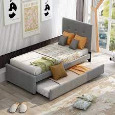 urtr 76 in gray twin size platform bed