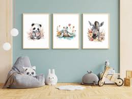 Watercolor Baby Animals Nursery Wall