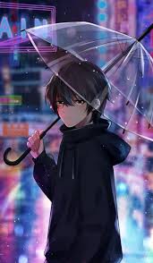 anime anime boy umbrella hd phone