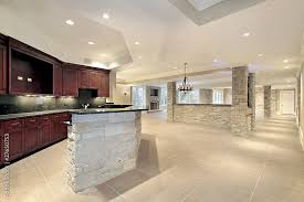 Stone Bar And Kitchen In Basement Stock