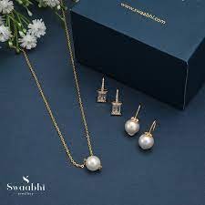 pearl chain earrings gift box swaabhi