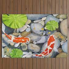 koi fish in pond outdoor rug by