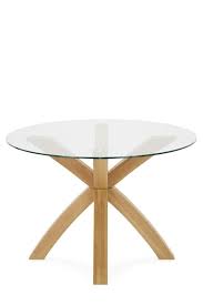 Oak Glass Round Dining Table From