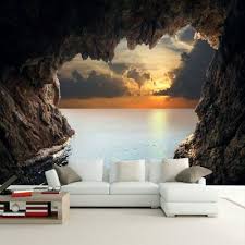 3d cave seascape sea ocean view wall