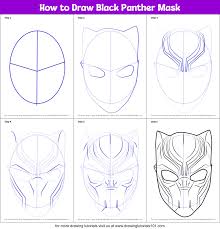 how to draw black panther mask captain