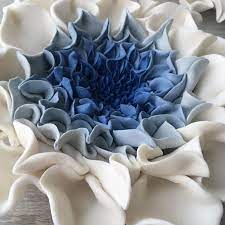 Blue Dahlia Porcelain Flower Wall Art