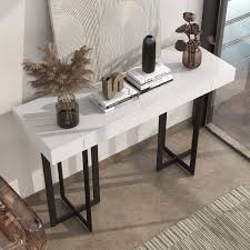47 25 Neyo Rectangle Console Table With Drawer White Mibasics