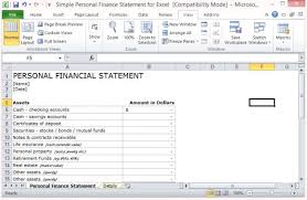 Simple Personal Finance Statement Template For Excel