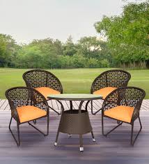 Patio side table outdoor, small round metal side table waterproof portable coffee table end table for garden, porch, balcony, yard (black). Buy Paris Outdoor Patio Set With 2 Chair Center Table In Brown Colour By Ventura Online Patio Sets Tables Furniture Pepperfry Product