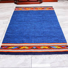 hand woven zapotec area rug in blue