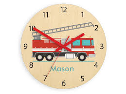 Children Wall Clock Fire Truck With