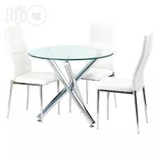 round glass dining table 3 chairs
