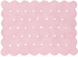 pink cookie rug with white dots rugs