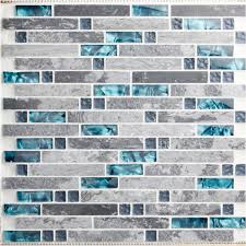 Blue Glass Stone Mosaic Wall Tiles Gray