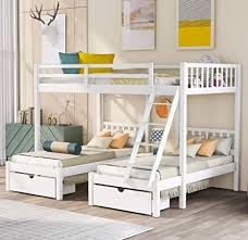 You can design a youth bedroom that looks like it came straight out of a. Amazon Com Full Over Twin Twin Bunk Bed Wood Triple Bunk Bed With Drawers And Guardrails For Kids Teens Adults White Kitchen Dining