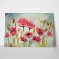 Red Poppy Flowers Watercolor Painting