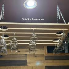 5 Row Wooden Hanging Wine Glass Rack