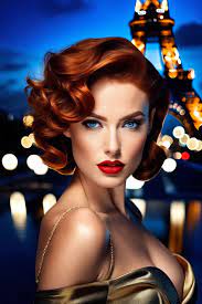 a gorgeous red head pin up woman