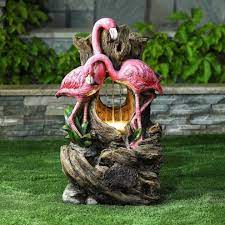 Flamingo Garden Water Feature Led