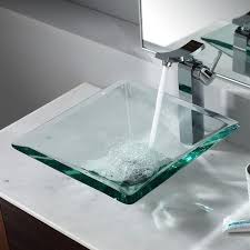 kraus square gl vessel sink in clear
