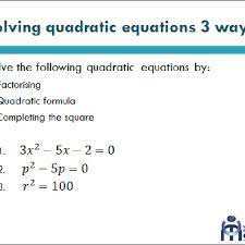solving quadratic equations with