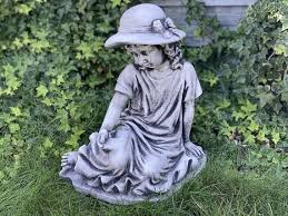 Garden Decor With Little Girl Figurine
