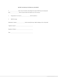 Free Personal Property Release Form Sample Letter Pdf