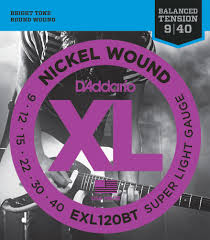 Daddario Exl Nickel Round Wound Electric Guitar Strings Exl120bt Balanced Super Light 9 40