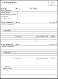 Writing Minutes Template Typing Up Pdf