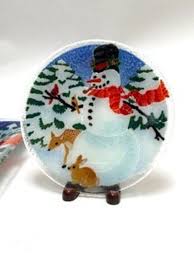 Peggy Karr Snowman 8 Plate Fused Glass