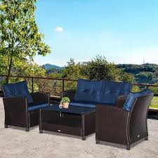 Outsunny 4 Piece Wicker Furniture Set