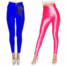 Womens American Apparel Style High Waisted Stretchy Shiny Disco Pants Leggings Ebay