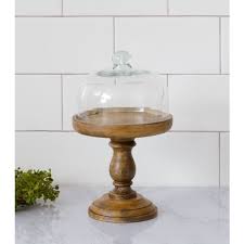Mini Wood Cake Stand With Dome Home