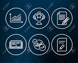 Set Of Graph Education And Statistics Icons Article