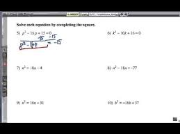 completing the square for solving