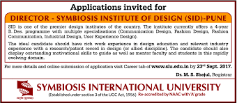 Director Symbiosis Institute Of Design Job In Pune