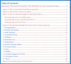 microsoft word table of contents goskills