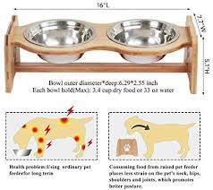 Time changes in bamboo over the years. X Zone Pet Raised Pet Bowls For Cats And Dogs Adjustable Bamboo Elevated Dog Cat Food And Water Bowls Stand Feeder With 2 Stainless Steel Bowls And Anti Slip Feet Height 4 Buy