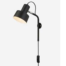 Black Metal Plug In Outdoor Wall Light