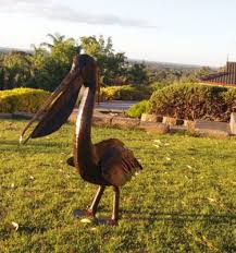 Large Pelican Metal Garden Sculpture