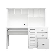 antiqued white computer desk with hutch