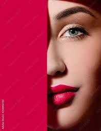 plump bright red lips in red paper