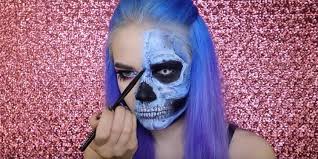 half skull half face makeup tutorial