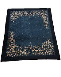 wool pile antique chinese rug navy blue
