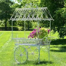 Tall Antique Style Iron Flower Cart