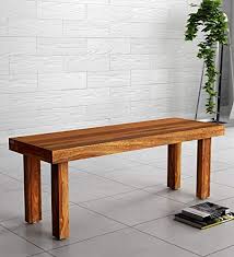 solid wood bench in rustic teak finish