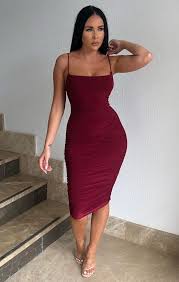 A good dress should fit like a glove. Wine Ruched Midi Bodycon Dress Dresses Femme Luxe Uk Femme Luxe Uk 2021