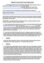 Free Hawaii Commercial Lease Agreement Template Pdf Word